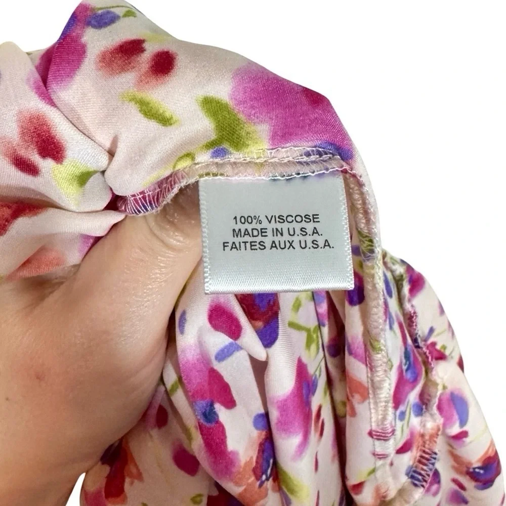 MISA Los Angeles Sabella Strapless Ruffle Tie Waist Midi Dress in Fuchsia Floral
